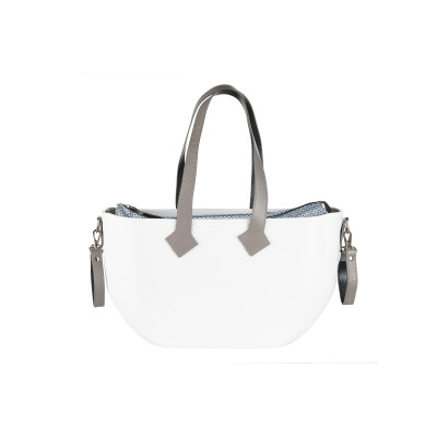 Сумка Nuvita MyMia ручки шкіра, килимок, ремені для коляски, біло-сірий