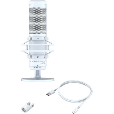 Микрофон гейминговый HyperX QuadCast S, Omni/Uni/Bi, USB-A, 3м, NGenuity, RGB, белый-серый (519P0AA)