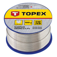 Topex Припiй олов'яний 60%Sn, проволока 1.0 мм,100 г Topex Припiй олов'яний 60%Sn, проволока 1.0 мм,100 г