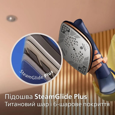 Відпарювач-праска Philips OneTurn, 1800Вт, 200мл, паровий удар -90гр, поворот для зміни типу девайса, алюміній, синій Відпарювач-праска Philips OneTurn, 1800Вт, 200мл, паровий удар -90гр, поворот для зміни типу девайса, алюміній, синій