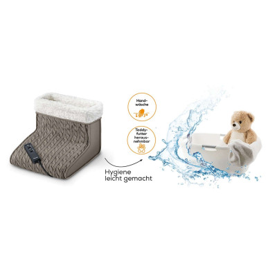 Електрогрілка Beurer для ніг, 32х26х26см, 15Вт, 2 режими, функція масажу, плюш, біло-коричневий Електрогрілка Beurer для ніг, 32х26х26см, 15Вт, 2 режими, функція масажу, плюш, біло-коричневий