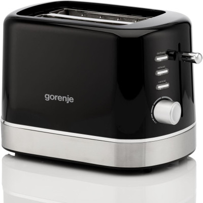 Тостер Gorenje 850Вт, підігрів, розморожування, пластик, чорний