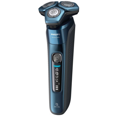 Бритва електр. Philips роторна Series 7000, 9Вт,  бритв.головок-3, Li-Ion, сух.+волог., тример, чохол, Bt., сіро-синій