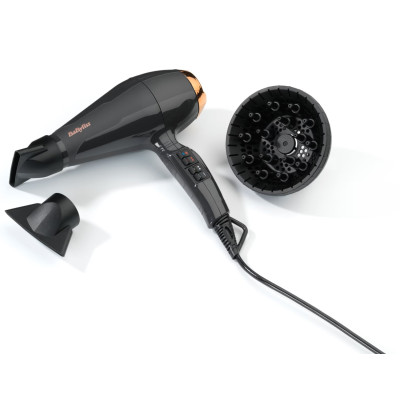 Фен Babyliss Air Pro, 2200Вт, 2 режими, дифузор, іоніз-я, хол. обдув, чорний