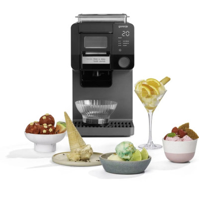 Морозивниця Gorenje 3 в 1, 210Вт, чаша-1л, 35 кг - 24 год., слаші, лід, морозиво, електронне управління, чорний Морозивниця Gorenje 3 в 1, 210Вт, чаша-1л, 35 кг - 24 год., слаші, лід, морозиво, електронне управління, чорний