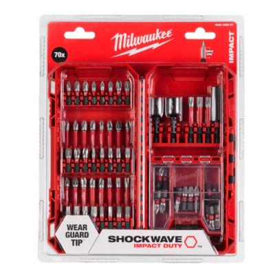 Біти Milwaukee Shockwave, сталь, кейс, набір 70шт Біти Milwaukee Shockwave, сталь, кейс, набір 70шт