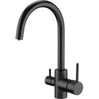 Змішувач для кухні Deante,  довж.виливу - 180мм, поворотний, 1+1фільтр, чорний