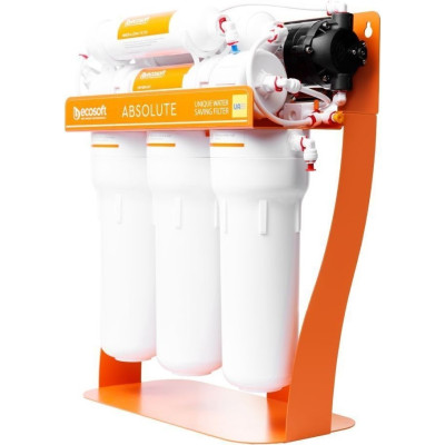 Фільтр зворотного осмосу Ecosoft Absolute з мінералізатором та помпою на станині, мембрана 75gpd DuPont, дренаж 1:1 Фільтр зворотного осмосу Ecosoft Absolute з мінералізатором та помпою на станині, мембрана 75gpd DuPont, дренаж 1:1