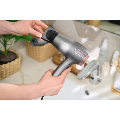 Фен ARDESTO Pink Touch, 2000Вт, 2 швидкості, 2 темп.режими, складана ручка, сірий+рожевий