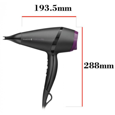 Фен Remington Supercare PRO 2100 AC motor, 2100Вт, 3 режими, іоніз-я, хол. обдув, чорний