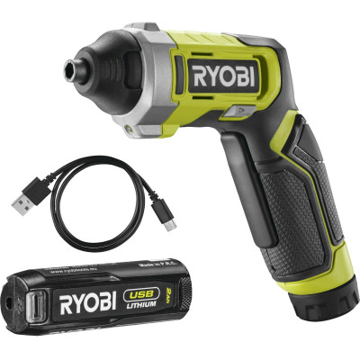 Викрутка акумуляторна Ryobi USB Lithium RSD4-120T 4В 1х2А·год 5Нм 200об/хв 10 біт 0.31кг кейс Викрутка акумуляторна Ryobi USB Lithium RSD4-120T 4В 1х2А·год 5Нм 200об/хв 10 біт 0.31кг кейс