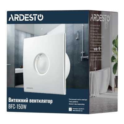 Витяжний вентилятор ARDESTO 25 Вт, 210 м3/г, 1650 об./хв., 35 дБ, білий Витяжний вентилятор ARDESTO 25 Вт, 210 м3/г, 1650 об./хв., 35 дБ, білий