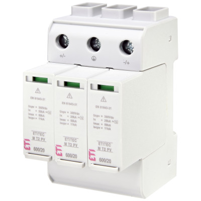 Обмежувач перенапруги ETI ETITEC M T2 PV 600/20 Y (для PV систем) Обмежувач перенапруги ETI ETITEC M T2 PV 600/20 Y (для PV систем)