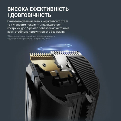 Машинка для стрижки Rowenta Advancer, для бороди, вусів, голови, мережа+акум., роторний мотор, насадок-3, кейс, титан.напил., темно-синій Машинка для стрижки Rowenta Advancer, для бороди, вусів, голови, мережа+акум., роторний мотор, насадок-3, кейс, титан.напил., темно-синій