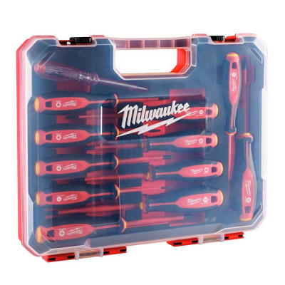 Викрутки Milwaukee діелектричні, SL,PH,PZ,TX, тестер, кейс, набір 12шт