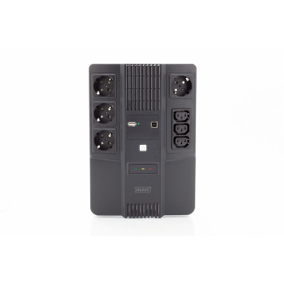 Digitus Джерело безперебійного живлення All-in-One, 600VA/360W, LED, 4xSchuko/3xC13, RJ45, USB Digitus Джерело безперебійного живлення All-in-One, 600VA/360W, LED, 4xSchuko/3xC13, RJ45, USB