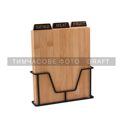 Набір дошок кухонних на підставці ARDESTO Midori, 3шт, 23.5х7.5х27см, бамбук, метал Набір дошок кухонних на підставці ARDESTO Midori, 3шт, 23.5х7.5х27см, бамбук, метал