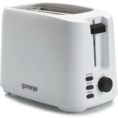 Тостер Gorenje, 850Вт, функц. размораживание, автоотключение, пластик, белый