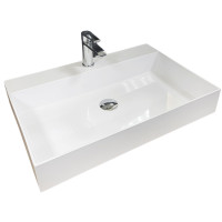 Раковина, умивальник Adamant SLENDER, штучний камінь, прямокут., з отвором для змішувача, без переливу, 605x405x120мм, накладний, білий