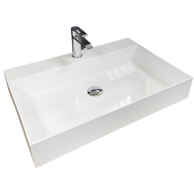 Раковина, умивальник Adamant SLENDER, штучний камінь, прямокут., з отвором для змішувача, без переливу, 605x405x120мм, накладний, білий Раковина, умивальник Adamant SLENDER, штучний камінь, прямокут., з отвором для змішувача, без переливу, 605x405x120мм, накладний, білий