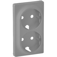 Лицьова панель подвійної розетки Schuko Legrand Valena LIFE, IN*MATIC, алюміній