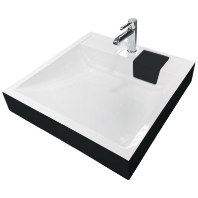 Раковина, умивальник Adamant WASHER NEW, штучний камінь, прямокут., з отвором для змішувача, без переливу, 595х595х115мм, накладний, чорно-білий Раковина, умивальник Adamant WASHER NEW, штучний камінь, прямокут., з отвором для змішувача, без переливу, 595х595х115мм, накладний, чорно-білий