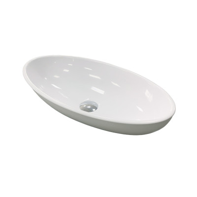 Раковина, умивальник Adamant ANDERE NEW, штучний камінь, овальна, без отвору для змішувача та переливу, 590х295х130мм, накладний, білий Раковина, умивальник Adamant ANDERE NEW, штучний камінь, овальна, без отвору для змішувача та переливу, 590х295х130мм, накладний, білий