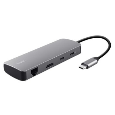 Адаптер Trust Dalyx  8in1 USB-C> 1xUSB-А 3.2/USB-A 2.0/2xUSB-С/HDMI/Ehernet/SD/microSD, Алюміній, 0.15м, Сірий Адаптер Trust Dalyx  8in1 USB-C> 1xUSB-А 3.2/USB-A 2.0/2xUSB-С/HDMI/Ehernet/SD/microSD, Алюміній, 0.15м, Сірий