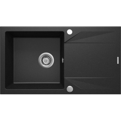 Мийка кухонна Deante Evora, граніт, прямокутник, з крилом, 780х440х193мм, чаша - 1, накладна, металічний графіт