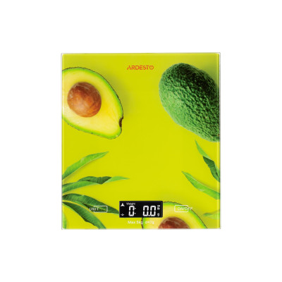 Весы Ardesto кухонные Avocado, 5кг, AAAx2 в комплекте, стекло, многоцветный (SCK-893AVOCADO) Весы Ardesto кухонные Avocado, 5кг, AAAx2 в комплекте, стекло, многоцветный (SCK-893AVOCADO)