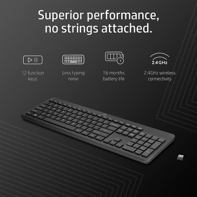 Клавіатура мембранна HP 230, 106key, WL, EN/UK, чорний