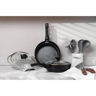 ARDESTO Сковорода глибока з кришкою Gemini Livorno, 28см, алюміній, чорний ARDESTO Сковорода глибока з кришкою Gemini Livorno, 28см, алюміній, чорний