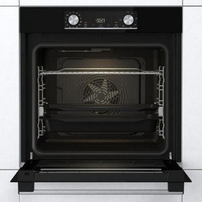 Gorenje Духова шафа електрична, 77л, A, дисплей, ф-я без додавання жиру, чорний