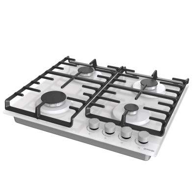 Варильна поверхня Gorenje газова на склі, 60см, чавун, білий