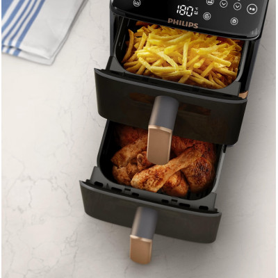 Мультипіч Philips Stacked Dual 2300Вт, чаша-5+5л, сенсорне управл., 6 авто. программ, пластик, чорний Мультипіч Philips Stacked Dual 2300Вт, чаша-5+5л, сенсорне управл., 6 авто. программ, пластик, чорний