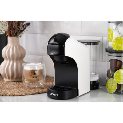 Кавоварка Ardesto капсульна, 0.8л,  капсули Nespresso, Nescafe Dolce Gusto, мелена кава, сенсорне керування, білий