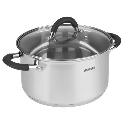 Каструля зі скляною кришкою Ardesto Gemini Salerno, 4.4л, нержавіюча сталь, силікон AR1947CS