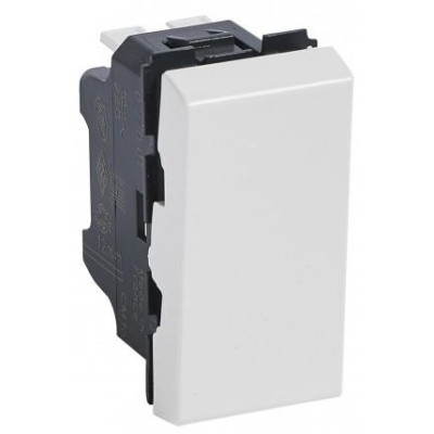 Перемикач Legrand Mosaic, 10АХ, 250В, з безгвинтовими зажимами 1 модуль, 1 клавішний, білий