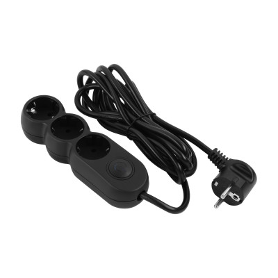 Удлинитель сетевой 2E Plus 3хТип F, 3х1мм кв, 10A, 3м, черный 2E-U03VES3MBK