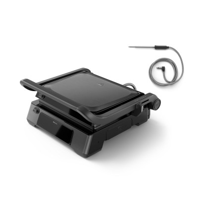 Гриль Philips прижимний Series 7000, 2200Вт, з`ємні пластини,термощуп, розкриття на 180°, метал, чорний Гриль Philips прижимний Series 7000, 2200Вт, з`ємні пластини,термощуп, розкриття на 180°, метал, чорний