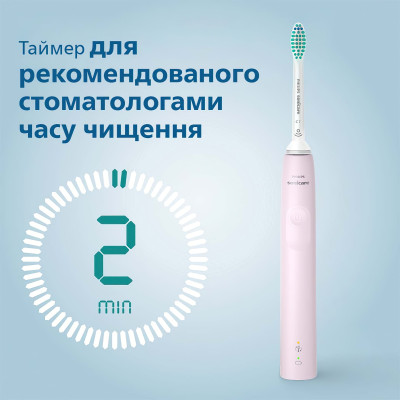 Щітка зубна електр. Philips, Sonicare 3100 series, 31т. колив/хв, насадок-1, рожевий