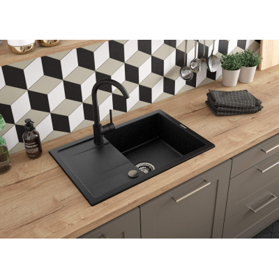 Мийка кухонна Deante Corio, граніт, прямокутник, з крилом, 670х440х175мм, чаша - 1, накладна, графіт Мийка кухонна Deante Corio, граніт, прямокутник, з крилом, 670х440х175мм, чаша - 1, накладна, графіт