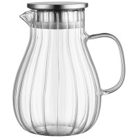 ARDESTO Глечик з кришкою Iceberg, 1500мл, боросилікатне скло, нержавіюча сталь, прозорий