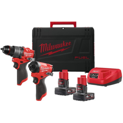 Набір із двох акумуляторних інструментів Milwaukee M12 FPP2A2-402X шурупокрут-дриль M12 FPD2-0 гвинтоверт M12 FID2-0 акб М12 2х4А·год ЗП C12C кейс Набір із двох акумуляторних інструментів Milwaukee M12 FPP2A2-402X шурупокрут-дриль M12 FPD2-0 гвинтоверт M12 FID2-0 акб М12 2х4А·год ЗП C12C кейс