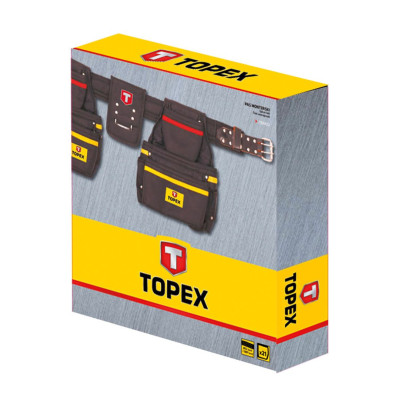 Topex Пояс для інструменту, монтажника, матеріал шкіра, 21 кишеня, металевий тримач для молотка Topex Пояс для інструменту, монтажника, матеріал шкіра, 21 кишеня, металевий тримач для молотка