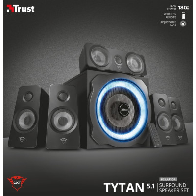 Акустическая система Trust GXT 658 Tytan 5.1, 90Вт, AUX, черный Акустическая система Trust GXT 658 Tytan 5.1, 90Вт, AUX, черный