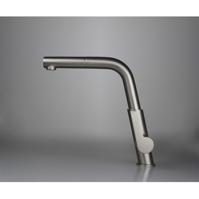 Змішувач для кухні Deante Silia, довж.виливу - 233мм, поворотний, витяжний, 1важіль, титан