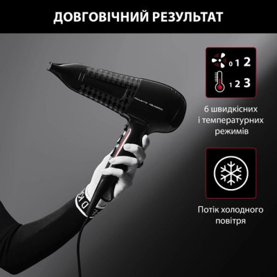 Фен Rowenta x Karl Lagerfeld Powerline, 2100Вт, 3 режими, дифузор, іоніз-я, хол. обдув, чорний