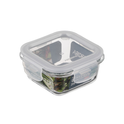 Контейнер для зберігання харчових продуктів ARDESTO Gemini 0.31л, боросилікатне скло, пластик, квадратний, прозорий