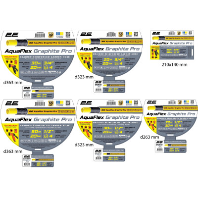 Шланг садовый 2Е AquaFlex Graphite Pro 3/4" 30м 4 слоя 20бар -10...+60°C Шланг садовый 2Е AquaFlex Graphite Pro 3/4" 30м 4 слоя 20бар -10...+60°C